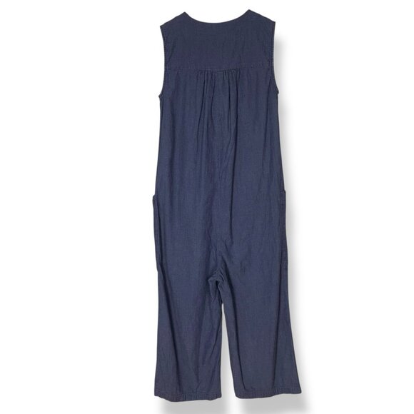 Steven Alan Jumpsuit Wide Leg Size P Sleeveless Button-Up Women Blue Denim Style - Picture 2 of 9